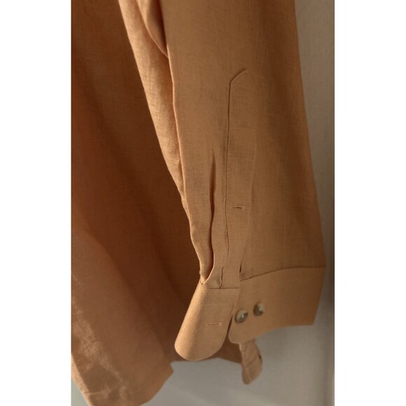 Paul Fredrick Linen Shirt Mens 3XLT Peach Roll Tab Long Sleeve Button Up Relaxed - Picture 10 of 11